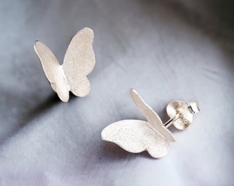 Butterfly Studs Earrings 925 Sterling Silver Metamorphosis Butterflies Symbolic Rebirth Mother Daughter Jewelry - Remembrance Spiritual Gift