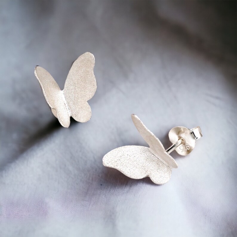 Butterfly Studs Earrings 925 Sterling Silver Metamorphosis Butterflies Symbolic Rebirth Mother Daughter Jewelry Remembrance Spiritual Gift image 1