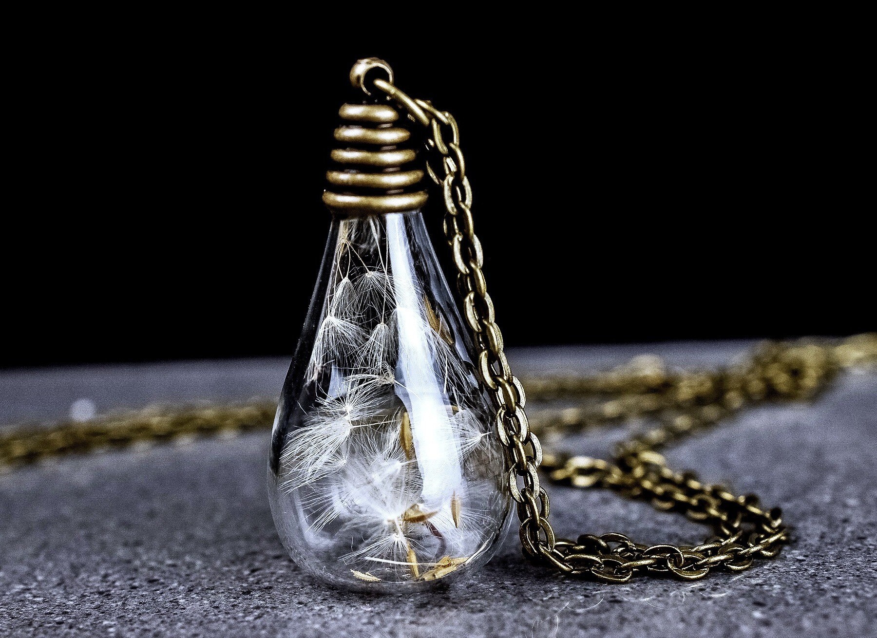 Dandelion Seeds in Light Bulb Shape Rustic Vintage Inspired Bronze