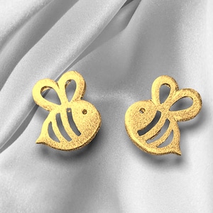 Biene Mini Ohrstecker - 925 Sterling Gold Vergoldete Minimalistische Tiersymbol Hummel Honigbiene Ausdauer Kreativität Symbol Schmuck