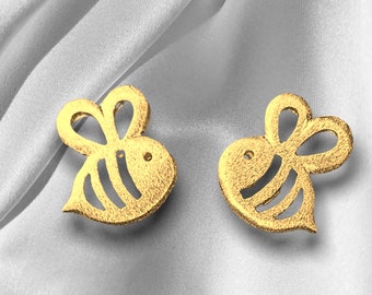 Orecchini a forma di ape in argento sterling placcato oro - Gioielli delicati a forma di ape