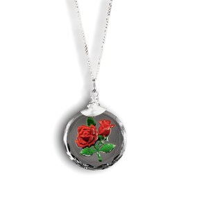 Frozen Rose Vintage Glass Pendant 925 Sterling Silver Wire Wrapped Elegant Bridesmaid Necklace Floral Botanical Retro Design Jewelry image 2