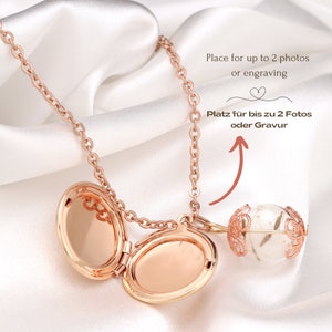 Collier médaillon en or rose AVEC votre photo breloque en verre pissenlit personnalisée bijoux personnalisés délicats idée cadeau pour couple commémoratif image 6