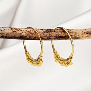 Hoop Earrings Gold 925 Sterling Gypsy Hippie Bohemian Ethnic Jewelry image 9