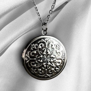 Custom Photo Locket Necklace - Orient Style Antiqued Silver Jewelry - Family Remembrance Romantic Personalized Gift Idea