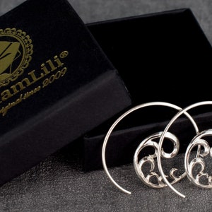 925 Sterling Silver Ornament Spiral Earrings image 7