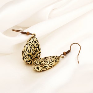 Vintage Earrings Tear Drop 1001 Night Marrakesh Orient Style Bronze Elegant Jewelry Ornament Art Deco Wedding Festival Party Gift image 9