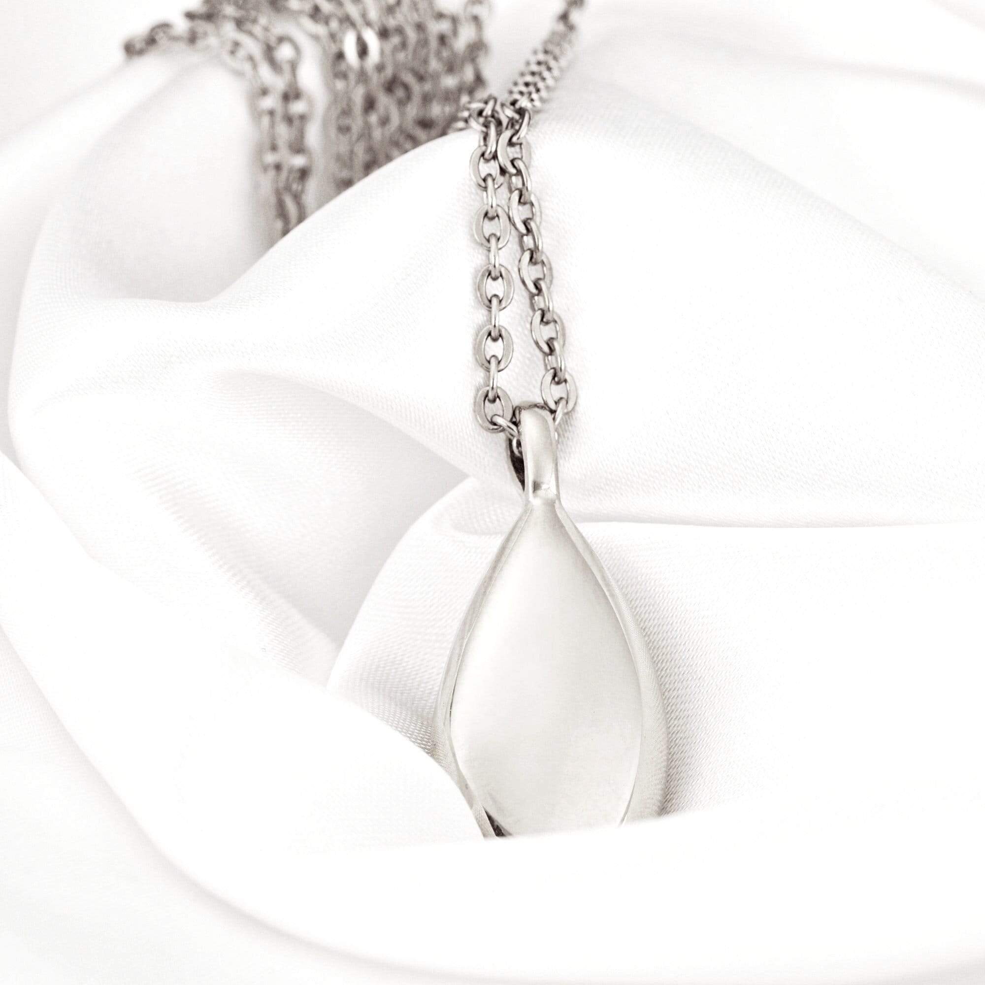 Urn Ashes Bottle Pendant Necklace - Silver Jewelry - Personalized Engraved Cremation Memorial Gift