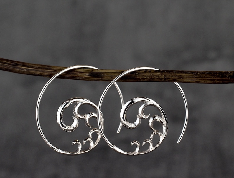 925 Sterling Silver Ornament Spiral Earrings image 5