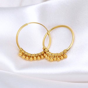 Hoop Earrings Gold 925 Sterling Gypsy Hippie Bohemian Ethnic Jewelry image 5