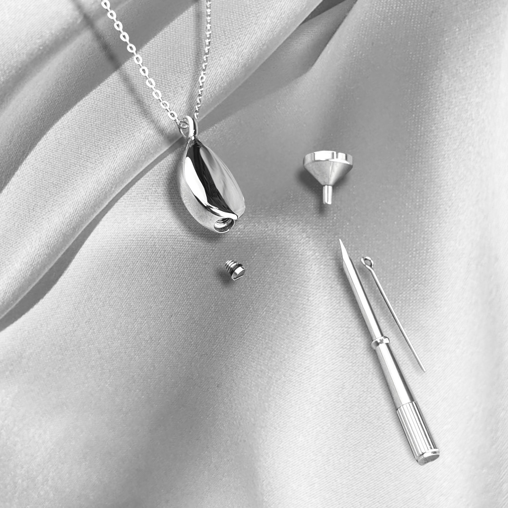 POPETPOP Collana Urna In Vetro Ciondolo Clessidra In Acciaio - Foto 4