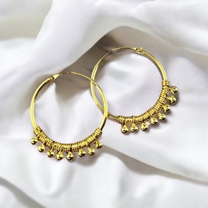 Hoop Earrings Gold 925 Sterling Gypsy Hippie Bohemian Ethnic Jewelry image 2