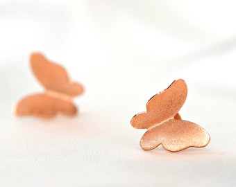 Rose Gold Plated Butterfly Studs – 925 Sterling Silver Earrings