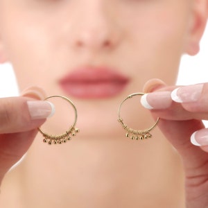 Hoop Earrings Gold 925 Sterling Gypsy Hippie Bohemian Ethnic Jewelry image 6