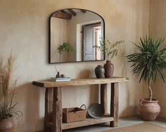 Freya Acadia Arched Black Edge Wall Mirror| Living Room Mirror | Entryway Mirror |Vanity Decorative| Large Mirror For Luxury Homes