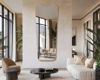 Freya Aurora Wavy Full Length Mirror: Modern Gold Frame