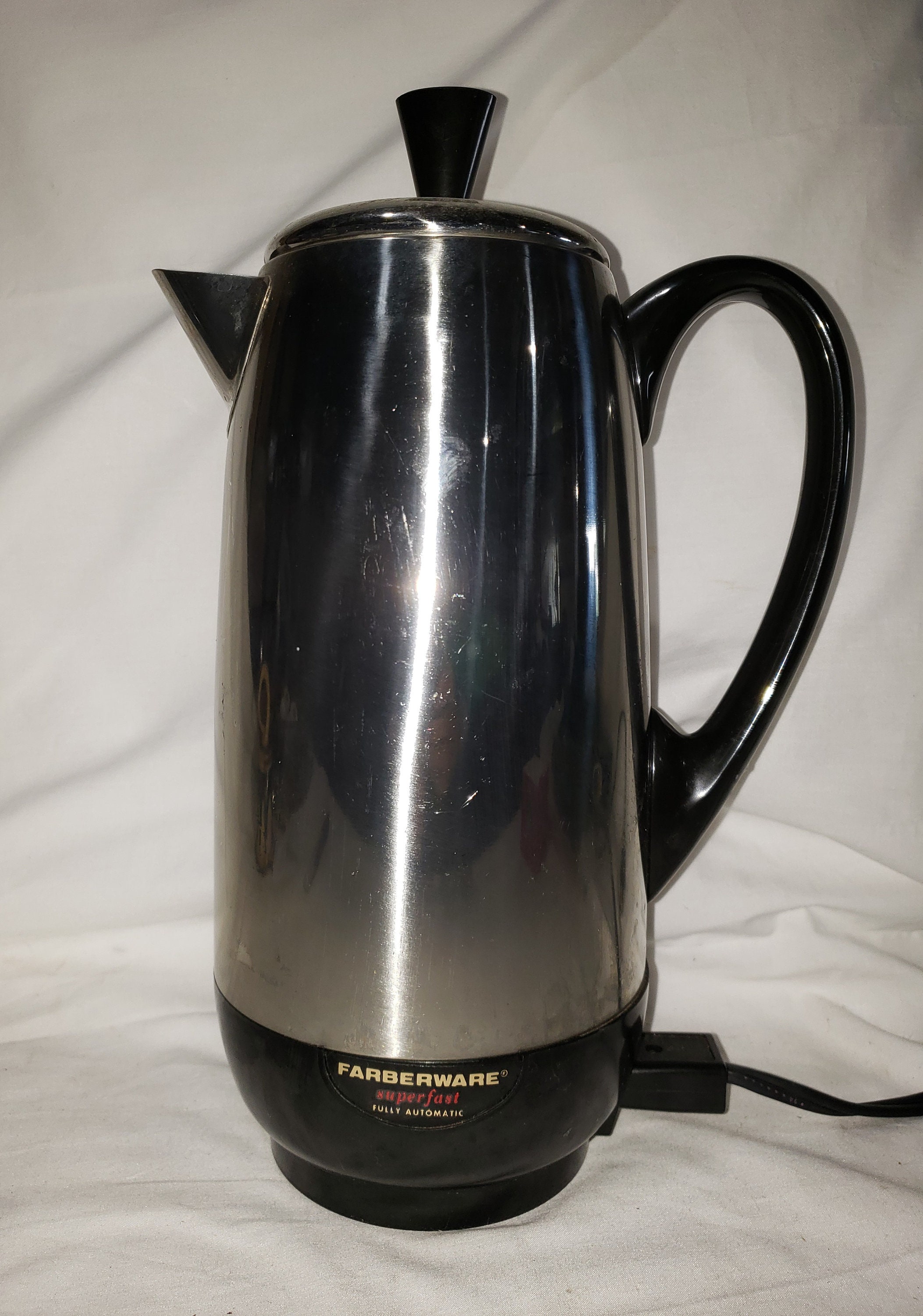 Vintage FARBERWARE SUPERFAST 2-4 Cup Percolator coffee potFCP240-A w/cord,  parts