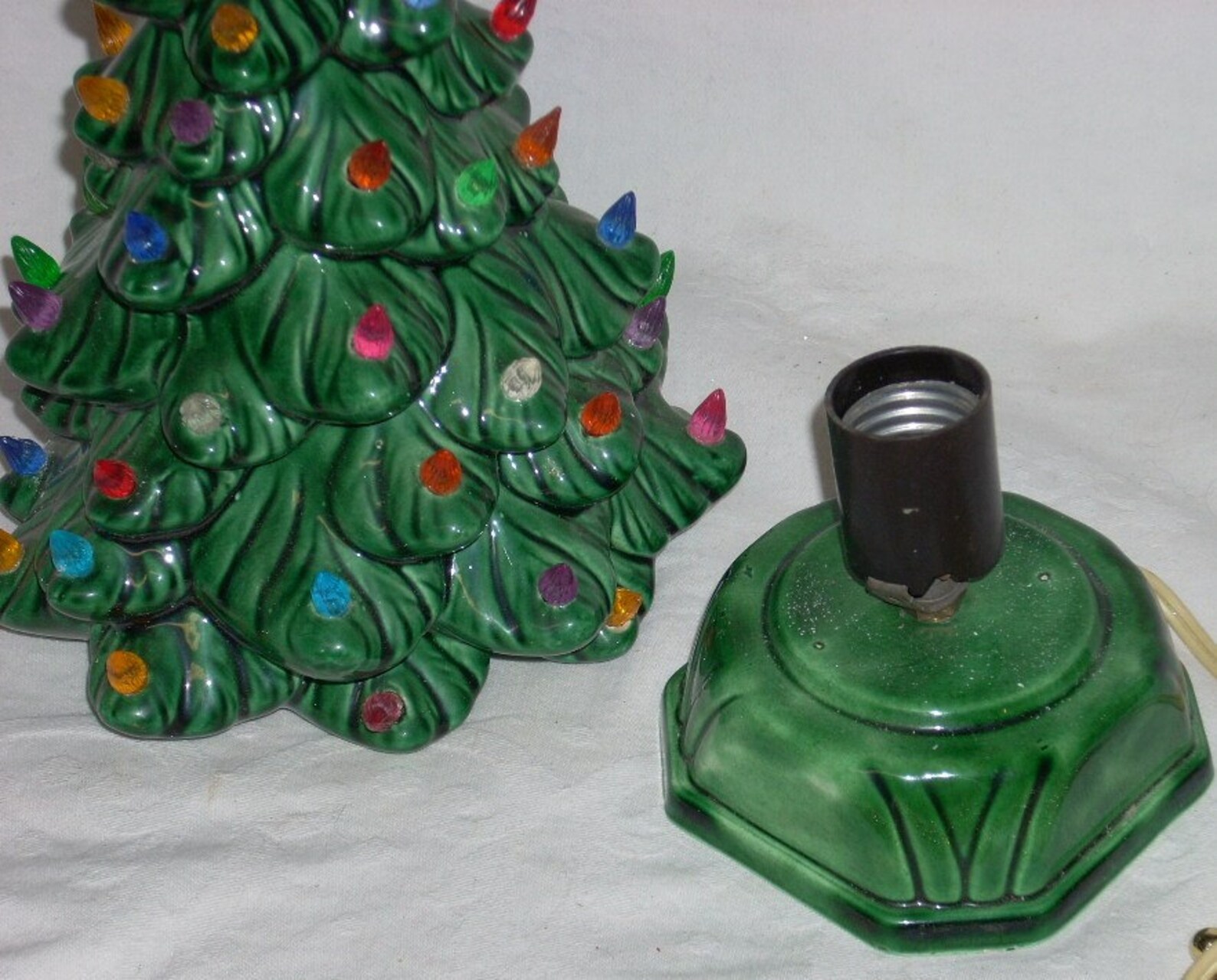 Vintage Green Ceramic Lighted Christmas Tree 12 Blue Etsy