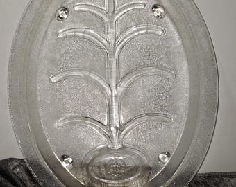 Vintage Fire King Glass Meat Platter with Wells 14.5 x 11