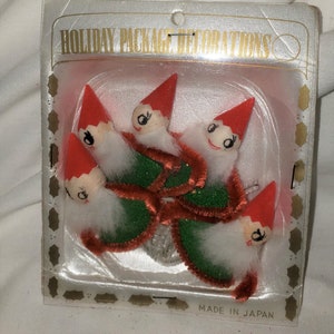 Vintage Christmas Decorations Felt Pipe Cleaner Pixies Elves Ornaments image 1