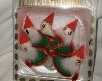 Vintage Christmas Decorations Felt Pipe Cleaner Pixies Elves Ornaments