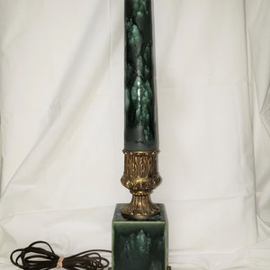 Vintage Hollywood Regency Green Art Pottery Brass Lamp Westwood 38" Tall 3 way