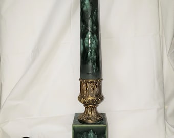 Vintage Hollywood Regency Green Art Pottery Brass Lamp Westwood 38" Tall 3 way