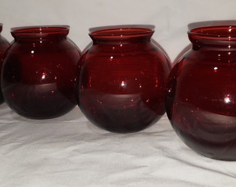 Anchor Hocking Royal Ruby Red Glass Ball Ivy Flower Vases