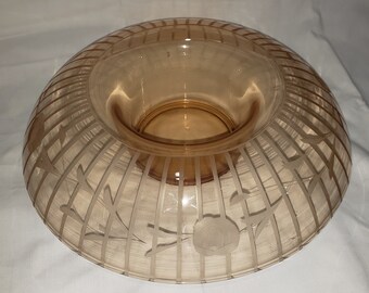 Vintage Elegant Etched Glass Rolled Edge Bowl Pink Cottagecore