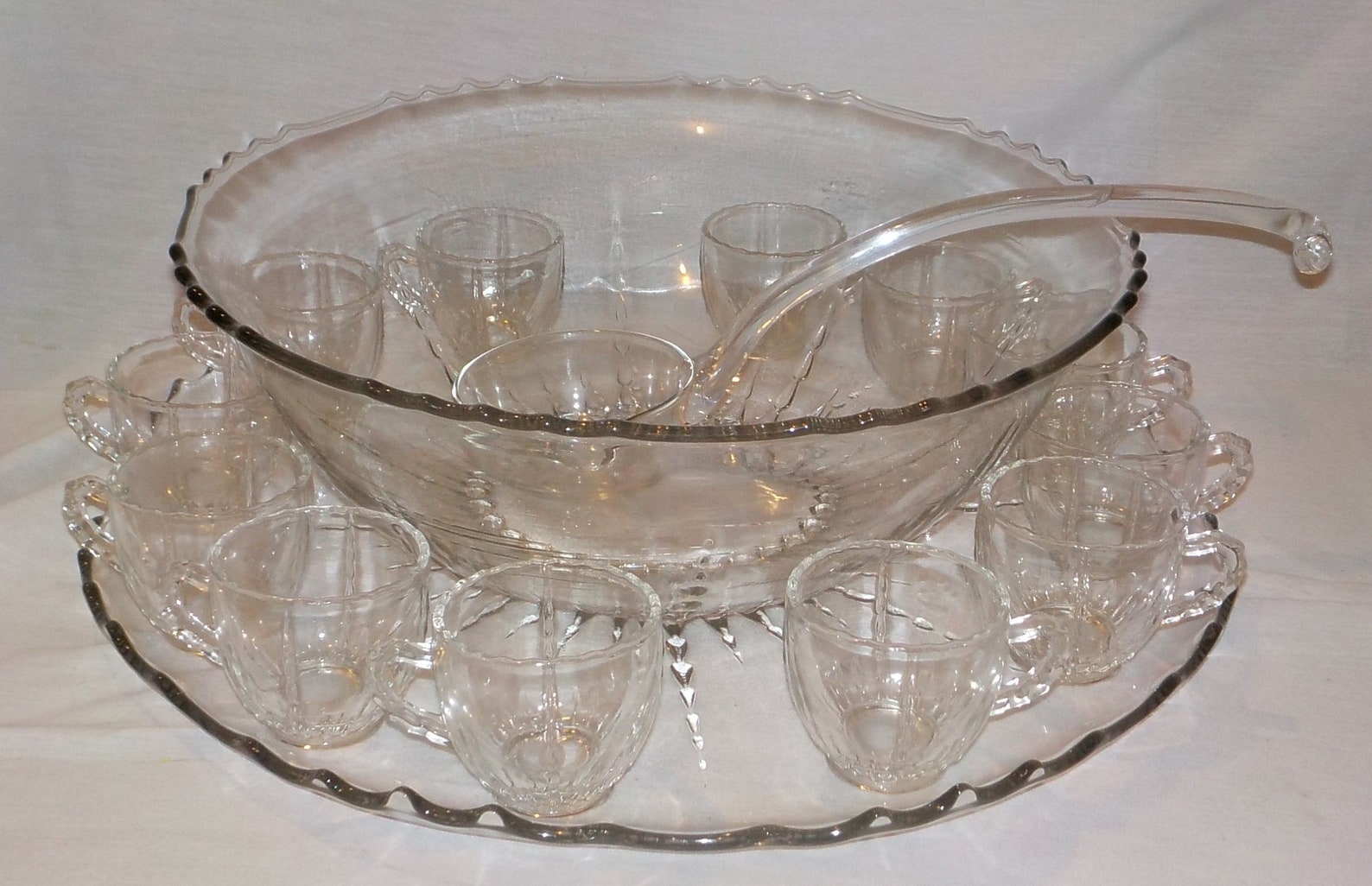New Martinsville Glass Radiance Punch Set Bowl 12 Cups Ladle Etsy