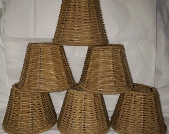 Rattan Natural Tone Clip on Chandelier Lamp Shade