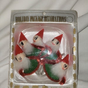 Vintage Christmas Decorations Felt Pipe Cleaner Pixies Elves Ornaments image 2