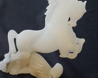 Vintage Marble Horse Sculpture Statue