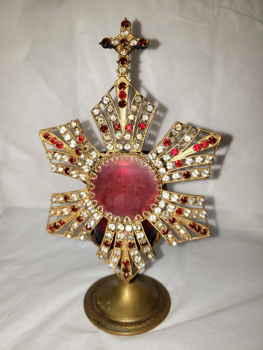Antique Ex Voto Candleshade Catholic Religious Devotional Candle Red ...