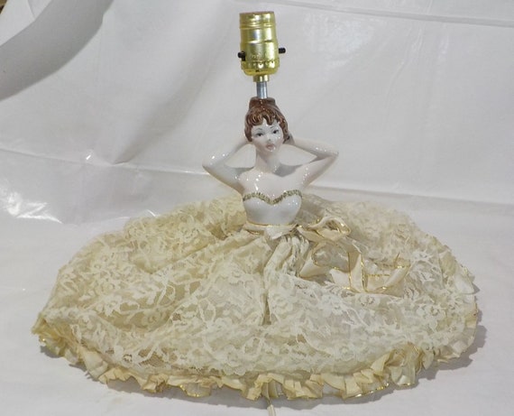 Vintage Lady Lamp Crinoline Dress For / Needs Parts