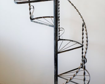 Mid Century Wrought Iron 5 Tier Spiral Plant Planter Stand Flower