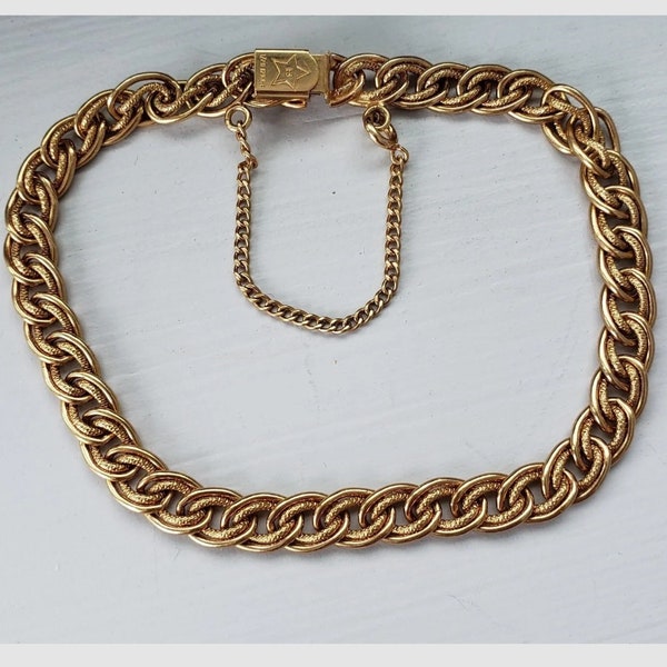 Vintage 12K Gold Filled Ballou Link Bracelet 7 1/2"