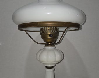 Antique Milk Glass Hurricane Lamp