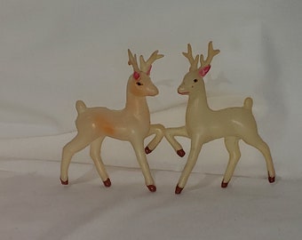 Vintage Christmas Decorations Celluloid Plastic Reindeer Deer