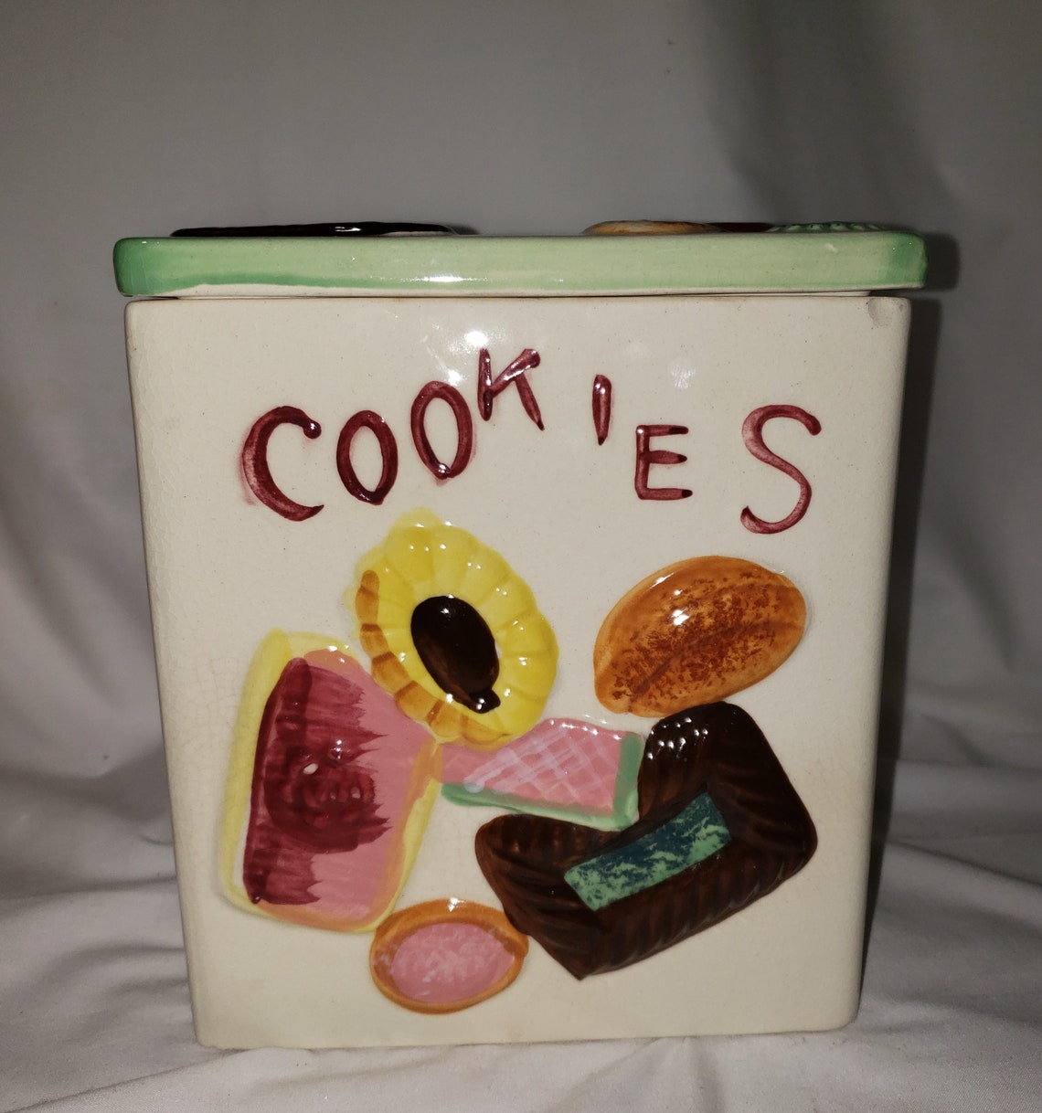 Vintage Cookie Jar Cookies All Over Square 990 Cottagecore Etsy