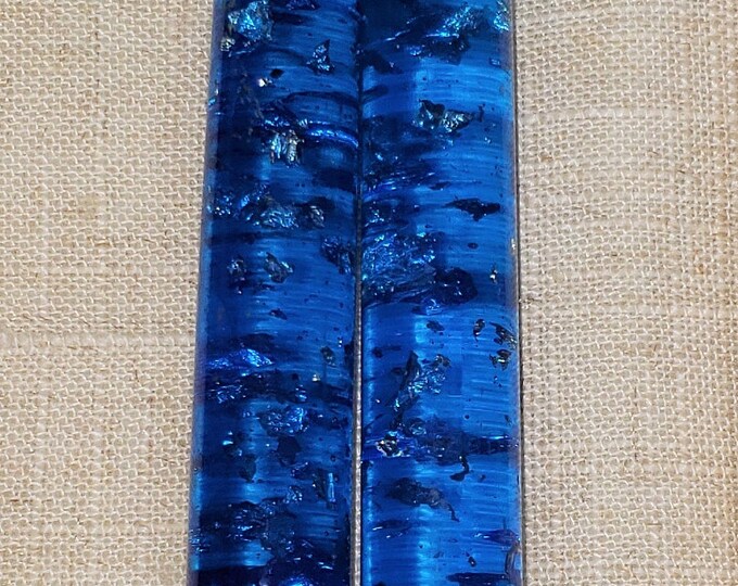 Mid Century Blue Lucite Candle Sticks Silver Flakes Flecks 12 Etsy