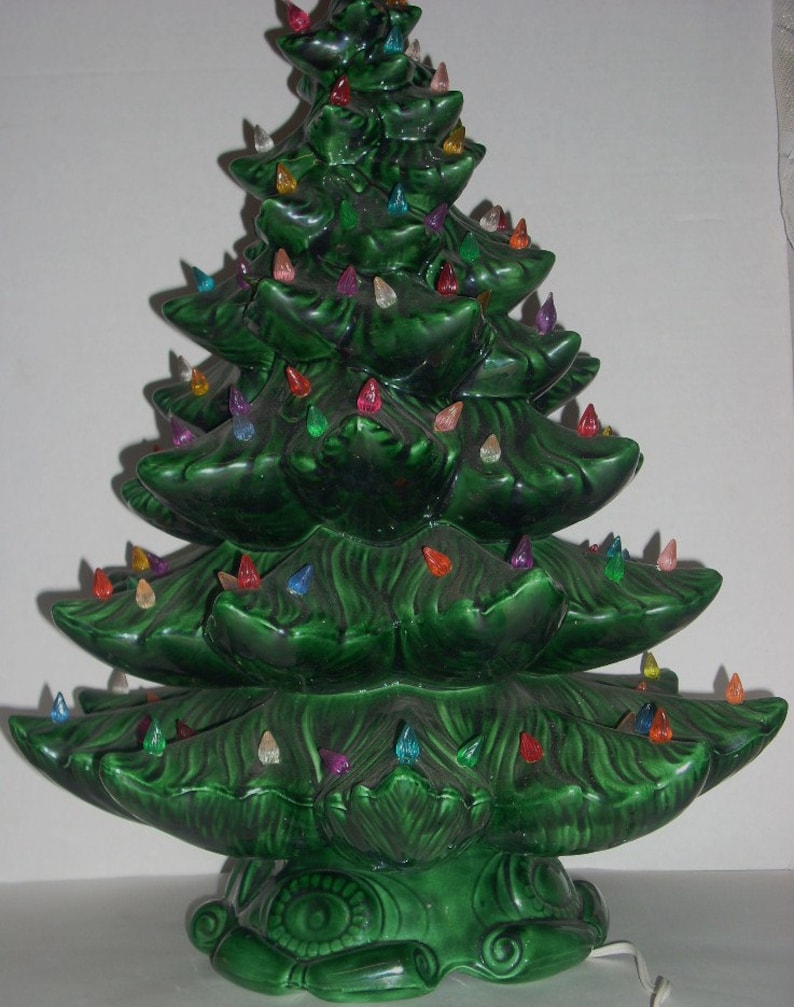 Antique Ceramic Christmas Tree With Lights 
