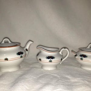 Syracuse China Canterbury Tea Pot Creamer and Sugar Bowl