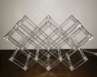 MCM Mid Century Modern Lucite Wine Bottle Rack