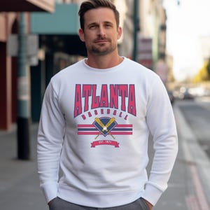 Vintage Sweatshirt, Vintage Atlanta Baseball Sweatshirt, Retro Atlanta Baseball Sweatshirt, Atlanta Baseball Sweatshirt