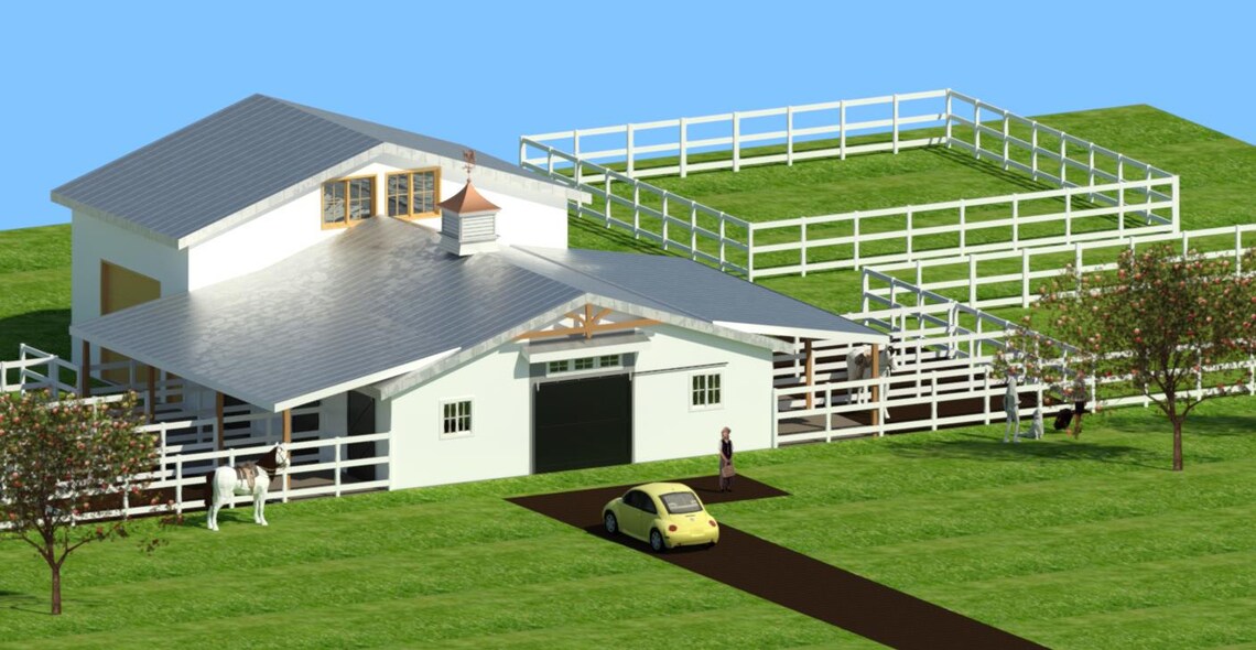 Custom Equine Barn Design, 3D Concept Plan (PDF) - Etsy