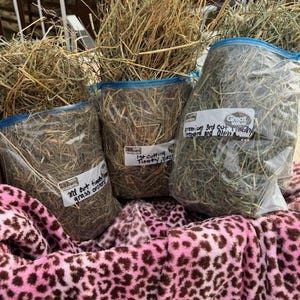 Ginas premium organic farm grown 1st, 2nd, 3rd cutting timothy clover mixed grass and alpha hay great for pampering your healthy furry pet.
