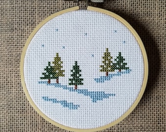 Counted Cross Stitch Winter Trees Pattern - PDF Download