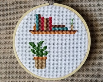 Counted Cross Stitch Bookshelf Pattern - PDF Download