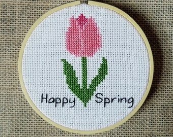 Counted Cross Stitch Happy Spring Tulip Pattern - PDF Download